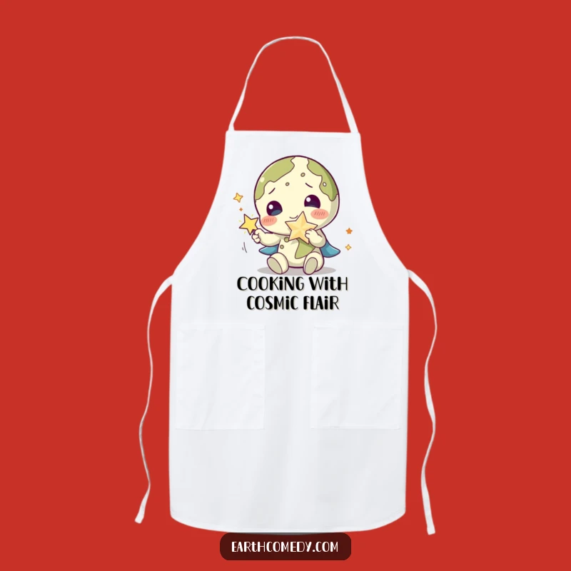 Funny Earth Apron: Star Play Design, Cosmic Kitchen Fun Gift!