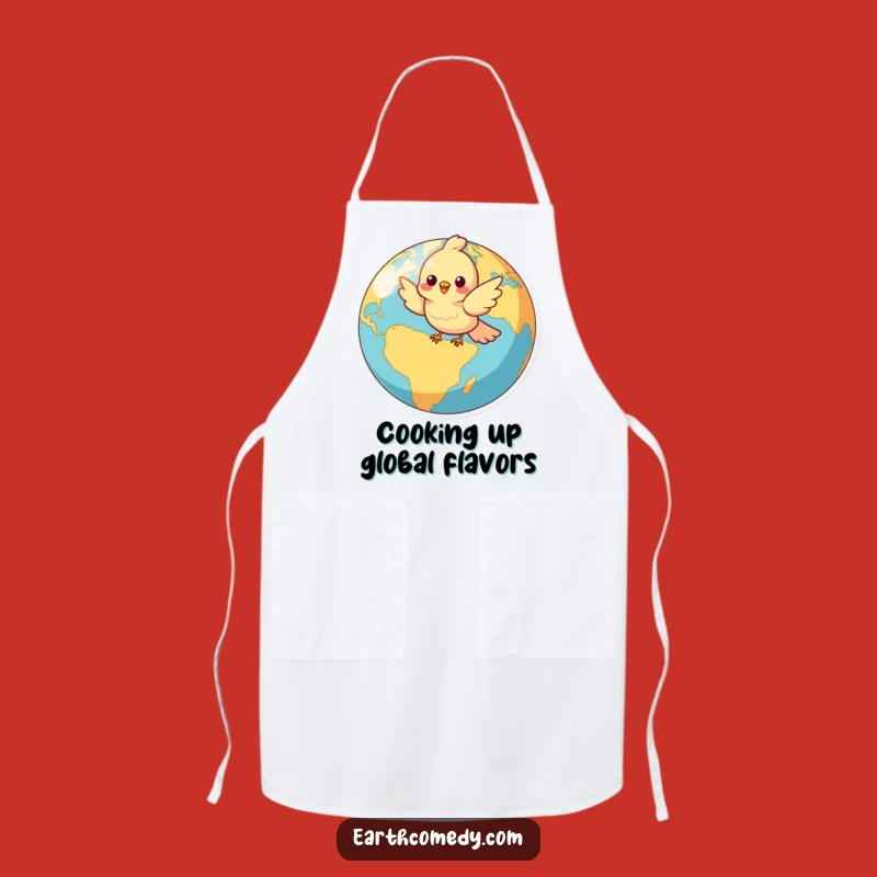 Funny Bird Globe Chef Apron - Cheerful Character Cooking Fun Gift