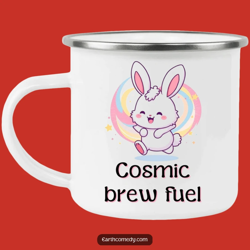 Funny Bunny Galaxy Camping Mug: Adventures Fuelled by Cosmic Laughs and Hot Drinks