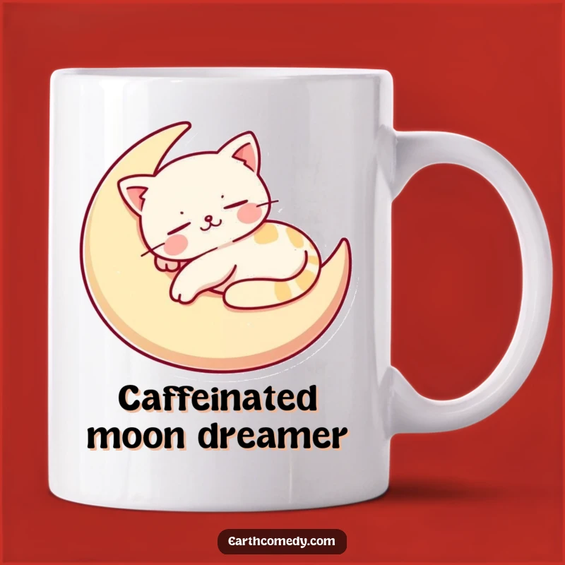 Funny Cat Moon Mug: Sleepy Feline Fun Makes a Purrfectly Hilarious Gift