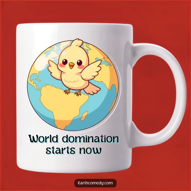 Funny Bird Globe Trotter Mug - A Cheerful Flying Character Gift