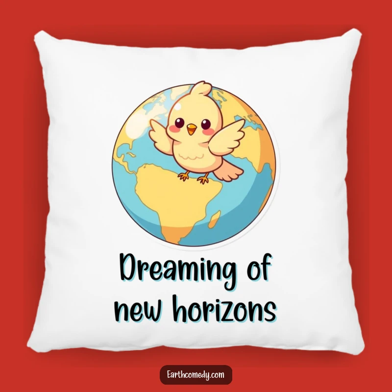 Funny Bird Globe Throw Pillow - Cheerful Character Comfort & Decor Gift