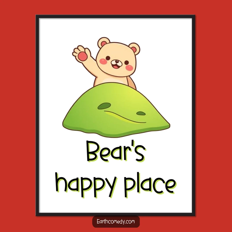 Funny Bear Earth Welcoming Digital Art Print - Instant Cheerful Decor!