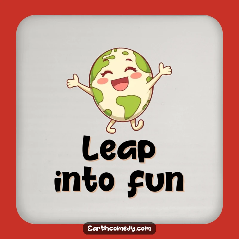Funny Earth Coaster: Joyful Leap Design, Protects Surfaces with Hilarious Energy!