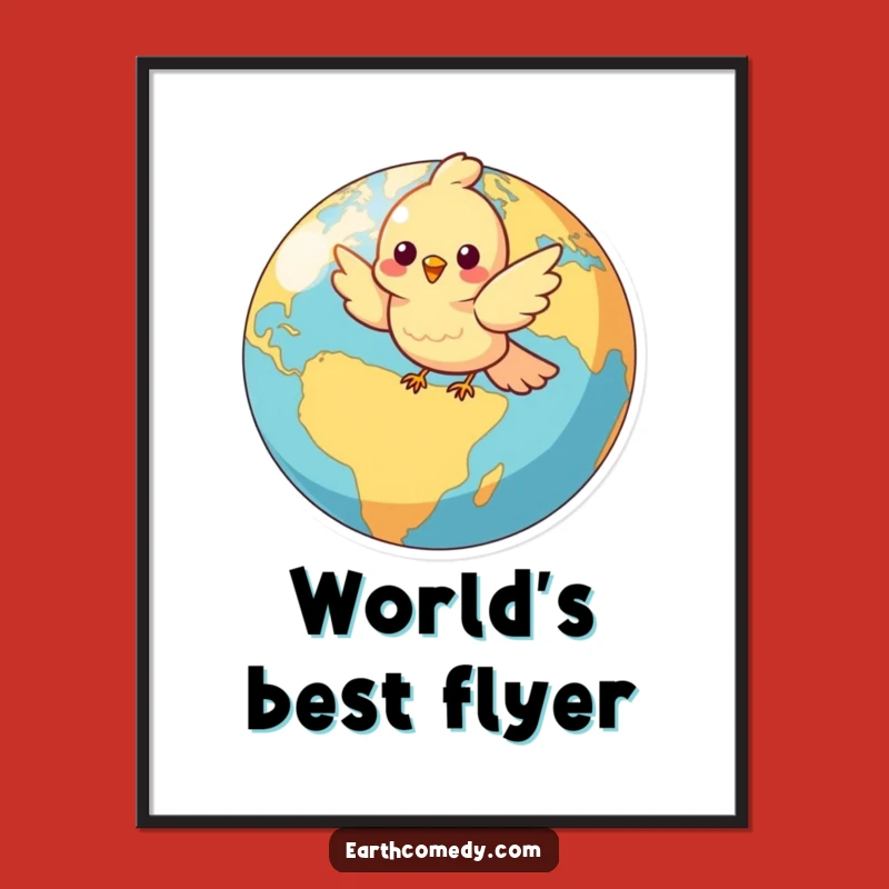 Funny Bird Globe Adventure Poster - Cheerful Character Wall Art Gift