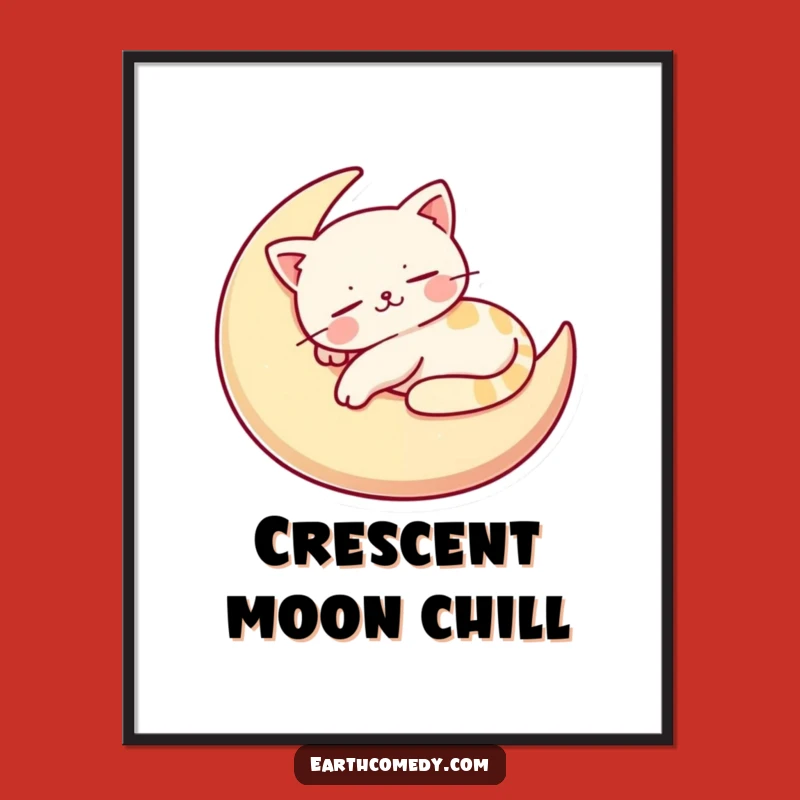 Funny Cat Moon Poster: Bring Tranquil Humor to Your Walls with This Art