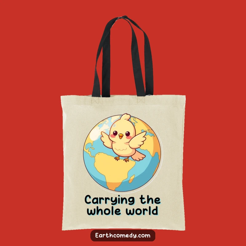 Funny Bird Globe Tote Bag - Cheerful Character Eco-Friendly Carryall Gift