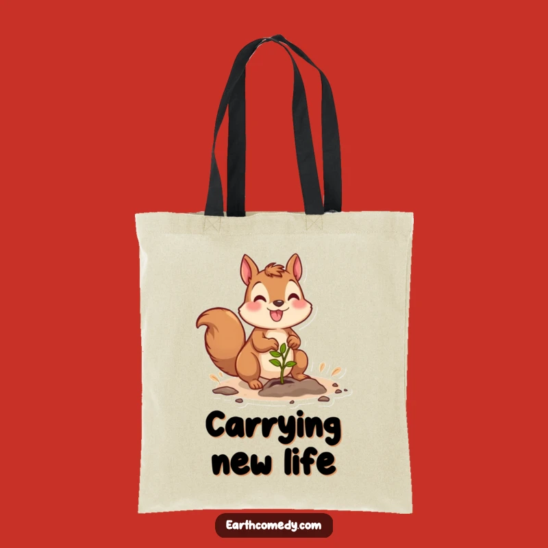 Funny Squirrel Gardener Tote Bag: Joyful Character Planting Bag Carryall